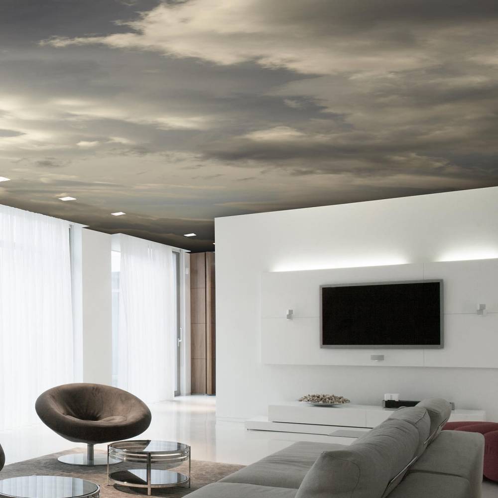 Rénovation intérieur avec peinture d'un plafond en effet ciel